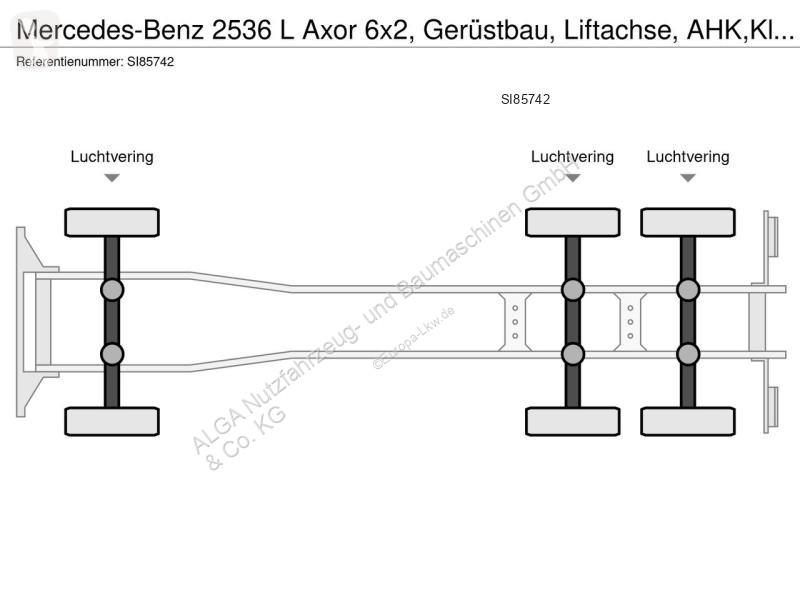 Camião Mercedes 2536 L 6x2, Gerüstbau,...