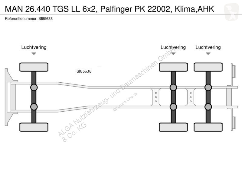 Lastbil MAN TGS LL 6x2, Palfinger PK 22002,...
