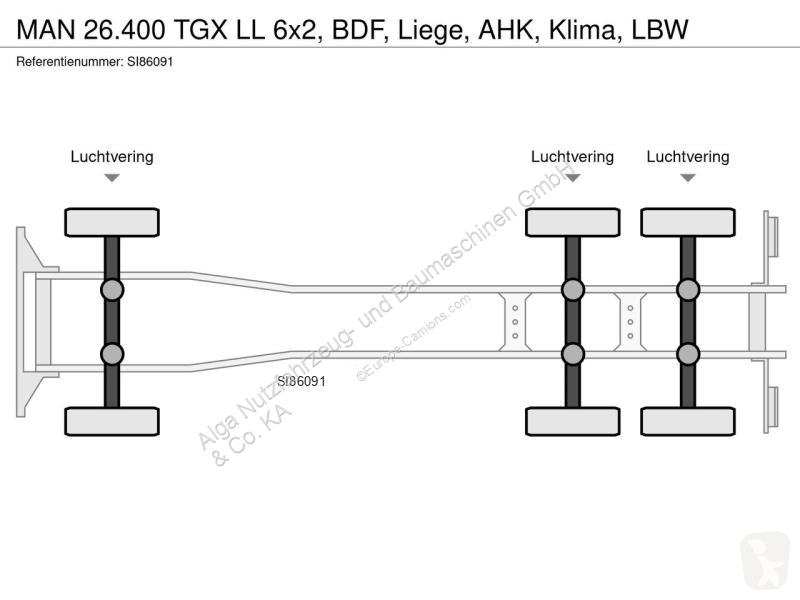 شاحنة MAN 26.400 TGX LL 6x2, BDF, Liege, AHK,...