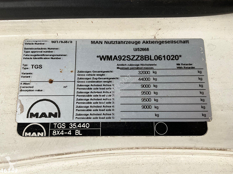 شاحنة MAN 35.440 Euro 5 Hiab 26 Ton haakarmsysteem