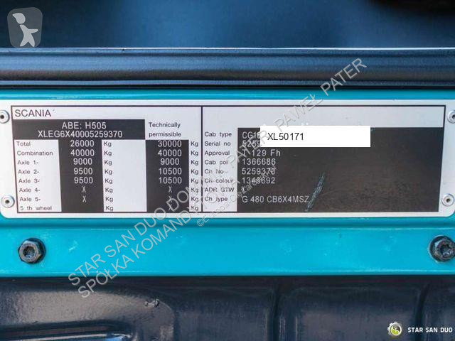 شاحنة Scania G480 6x4 PALFINGER PK 34002 SH...