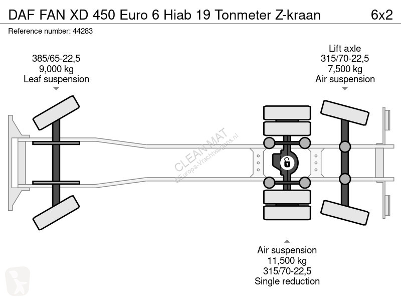 شاحنة DAF N XD 450 Euro 6 Hiab 19 Tonmeter Z-kraan
