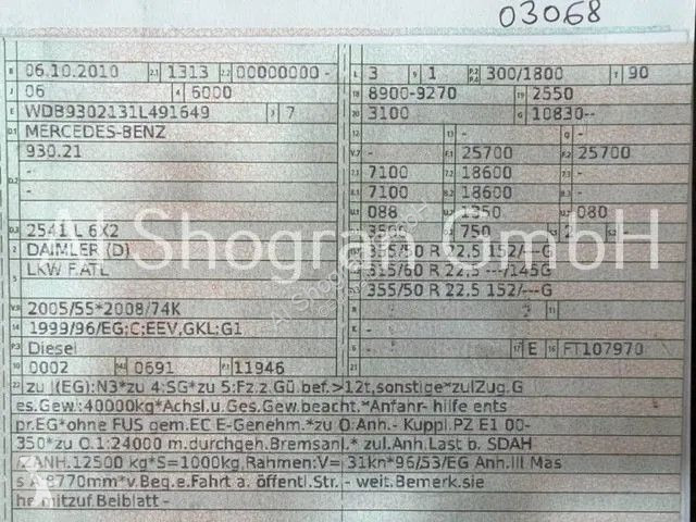 Lastbil Mercedes 2541 6X2 Gergen...