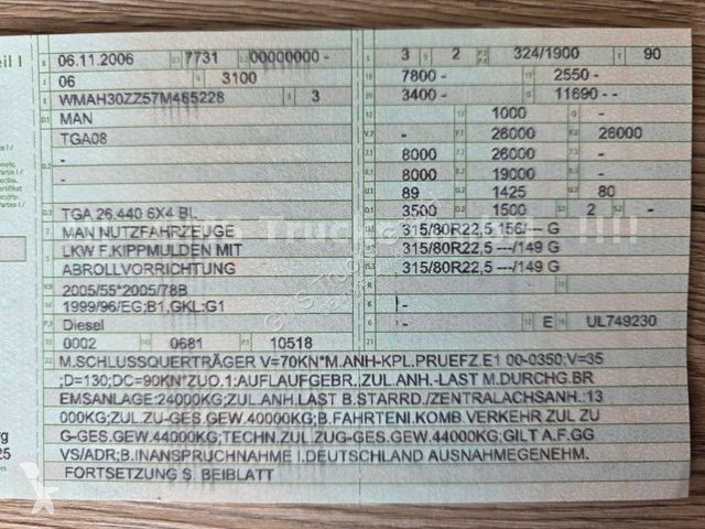 Lastbil MAN TGA / kurz 3900 / 6X4 / Meiller...