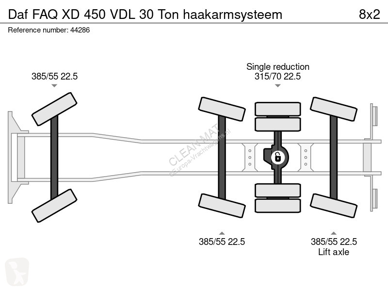 Kamion DAF Q XD 450 VDL 30 Ton haakarmsysteem