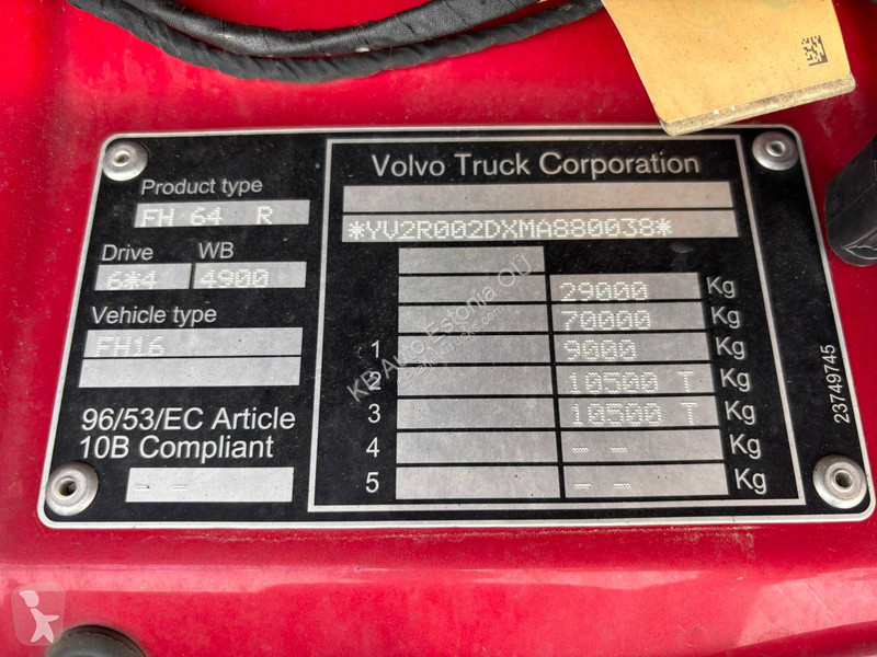 Camión Volvo 650 TANDEM AXLE LIFT / PTO