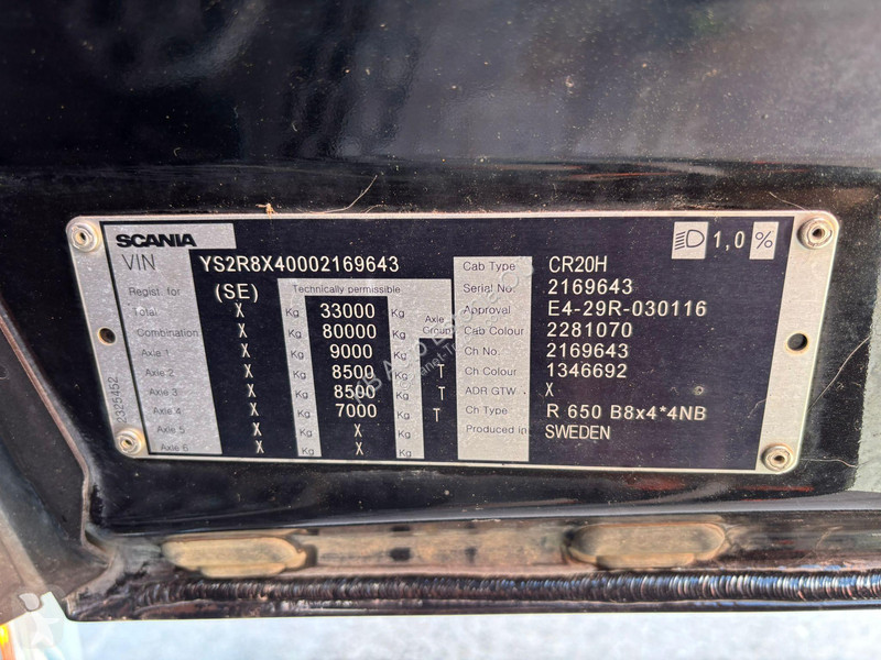 شاحنة Scania R 650 8x4*4 RETARDER / CHASSIS...