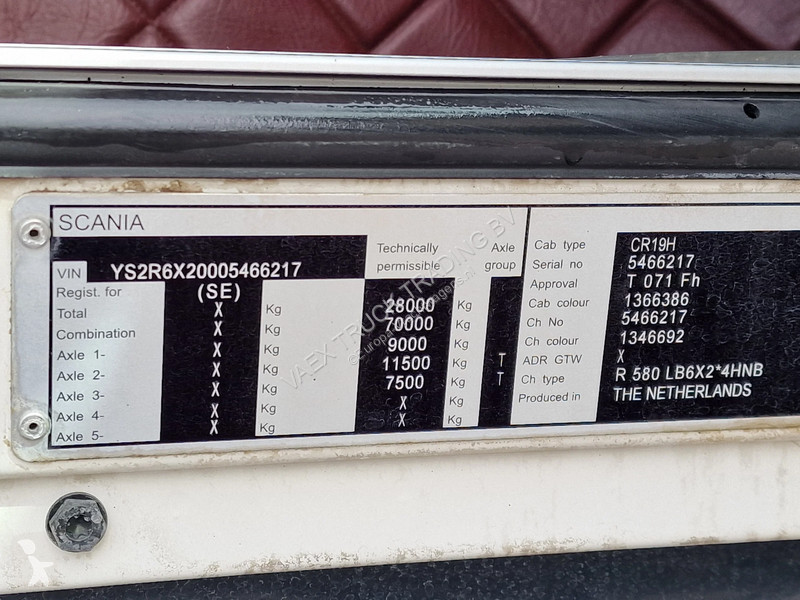 Camion Scania 580 V8 Highline 6x2*4 - Chassis -...