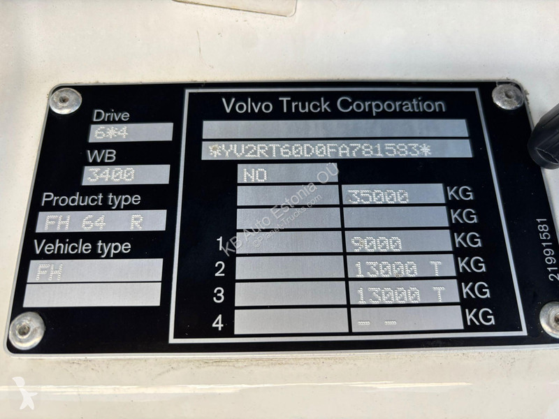 Camión Volvo 540 6x4 RETARDER / BOX L=4643 mm