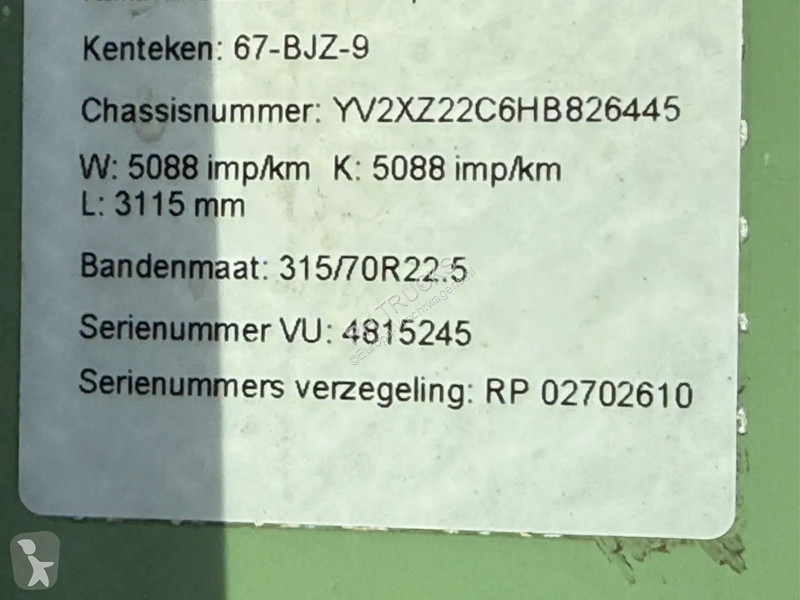 Kamion Volvo 6X2 EURO 6 VDL 21T HOOK