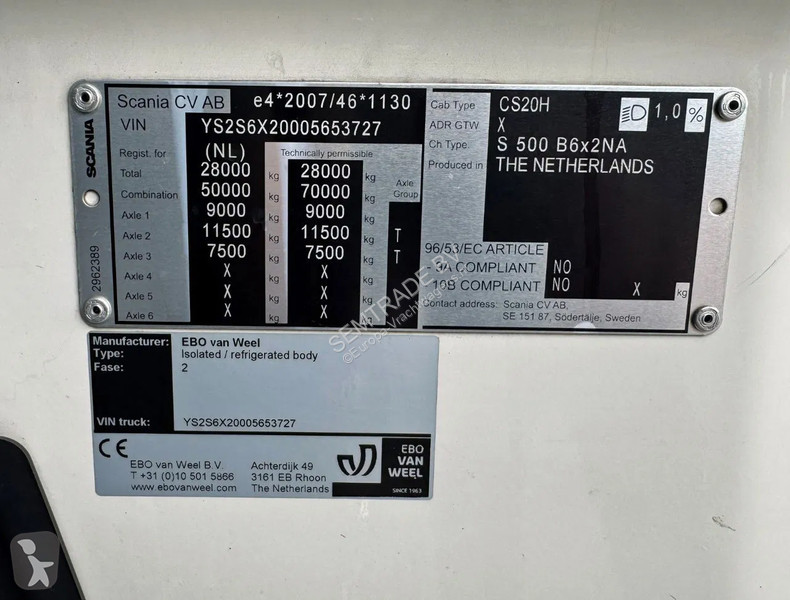 شاحنة Scania S500 6X2 RETARDER 50 CC COMBI 2x...