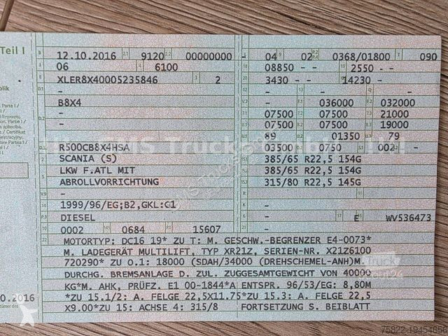 Kamion Scania R500 V8 / 8X4 / Opti Cruise / E5...