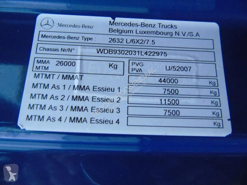 شاحنة Mercedes 2632 + PALFINGER + 6X2 + EURO 5