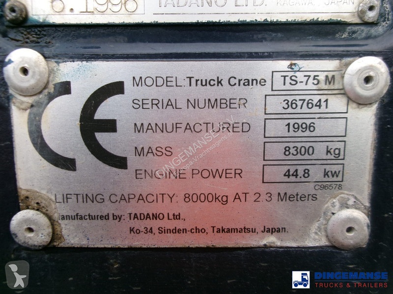 Camión DAF 45150 RHD Tadano TS-75 M crane 8 t