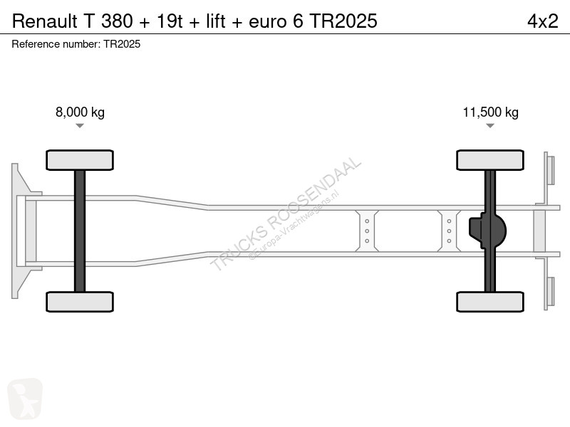 Camión Renault T 380 + 19t + lift + euro 6