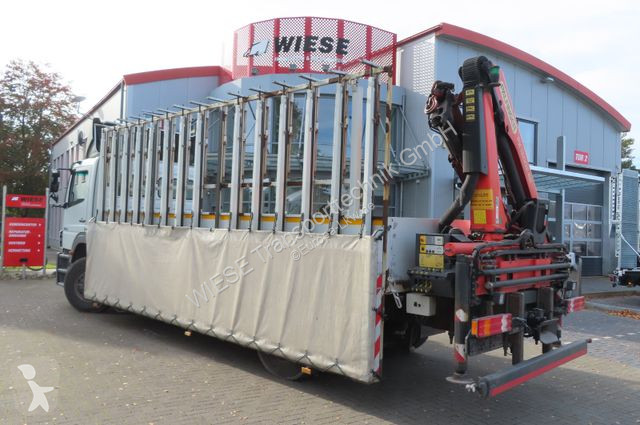 Kamion Mercedes 1833 L - Glastransporter Kran...