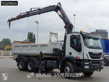 Камион Iveco Trakker 450 6X4 HIAB 144 E-3 Hiduo Kran Crane 11m3 Meiller 2-way tipper Full Steel Big-Axle Euro 6