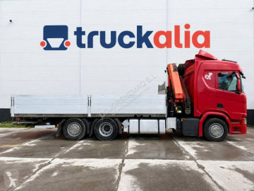 Scania dropside crane truck