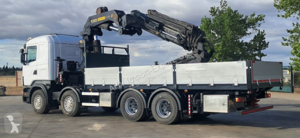 Scania dropside crane truck