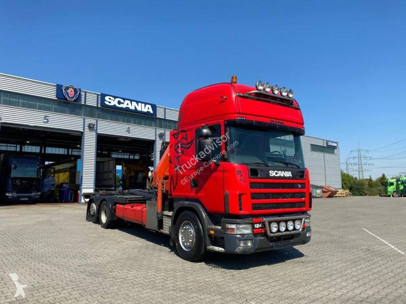 hook arm system truck used scania r 124 diesel crane ad n 6125562