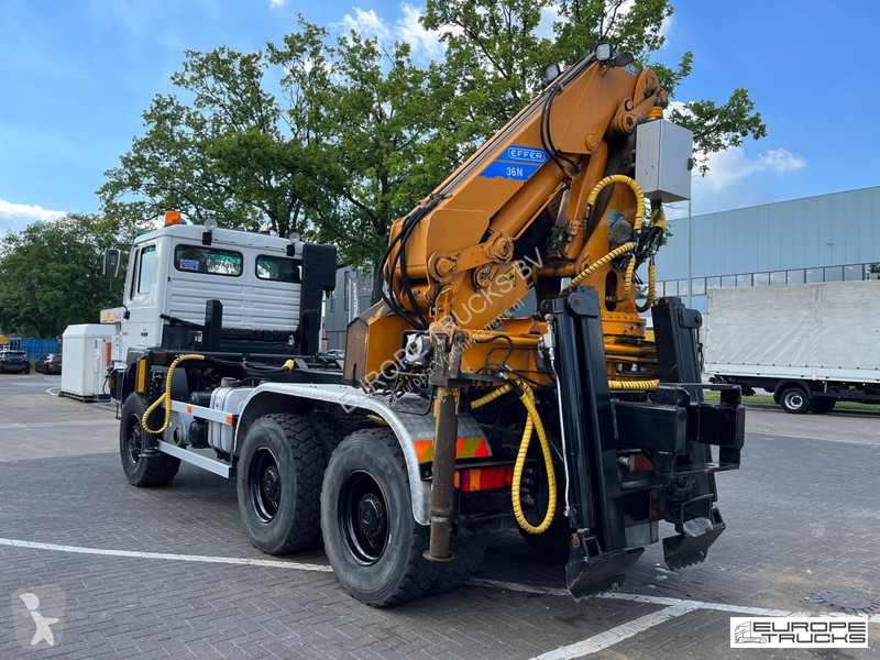 Used MAN 33.414 flatbed truck Effer 36H Crane Remote Full steel Manual 6x6 Diesel Euro 2