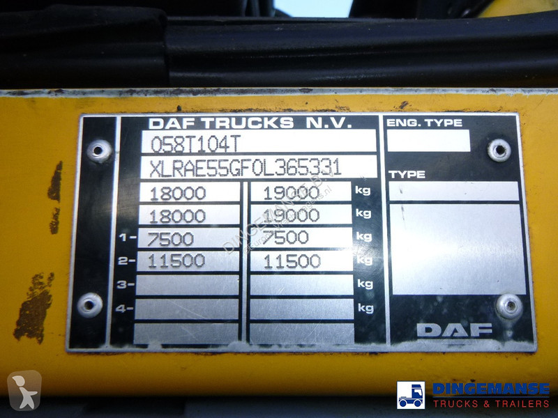 Kamion DAF 55220 4X2 RHD Whale vacuum tank 8.1 m3