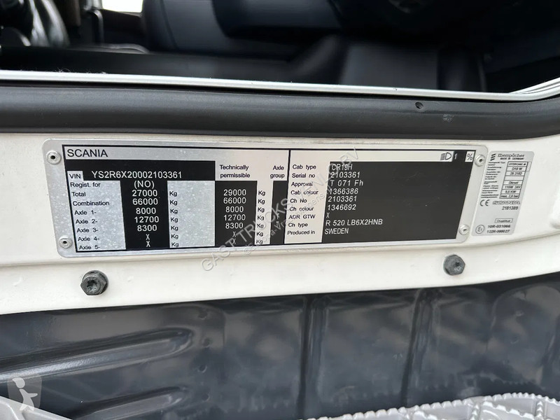 Kamion Scania 520 V8 6x2 Haakarm 20T etarder...