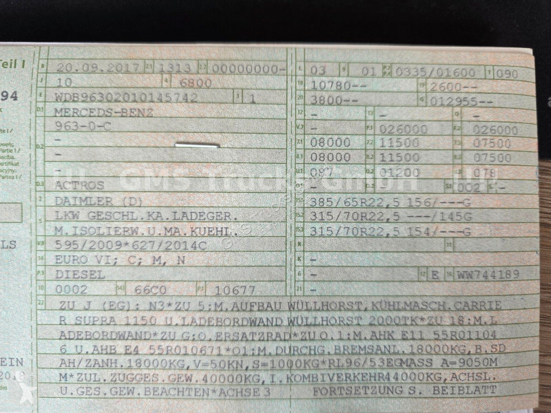 شاحنة Mercedes 2546 / 6X2 /Carrier FRIGO...