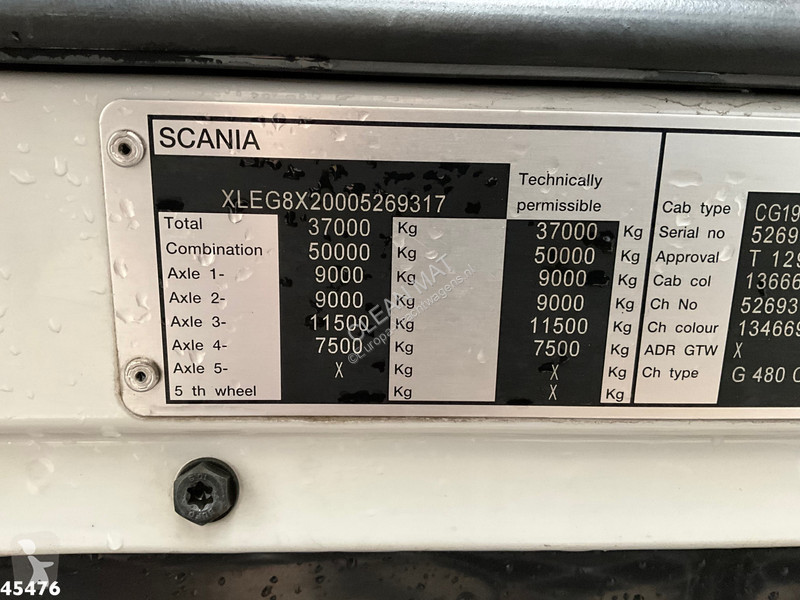 Camion Scania 480 HMF 85 Tonmeter laadkraan +...