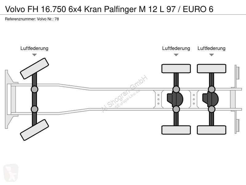 شاحنة Volvo 16750 6x4 Kran Palfinger M 12 L 97...