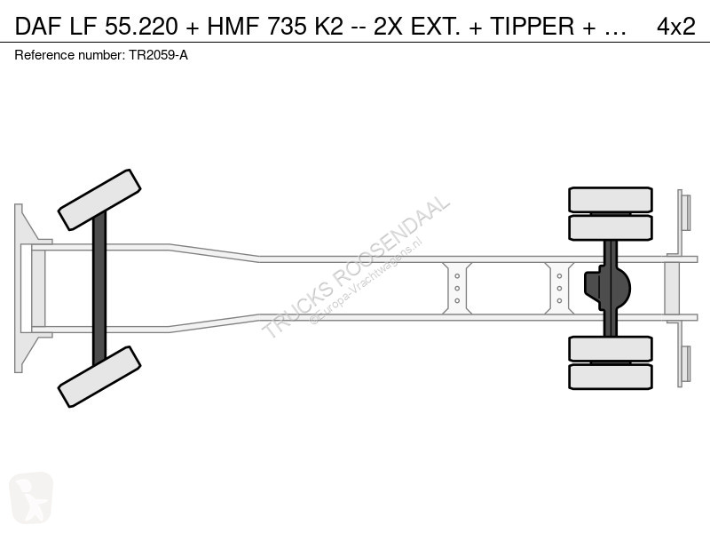 Грузовик DAF 55220 + HMF 735 K2 -- 2X EXT. +...