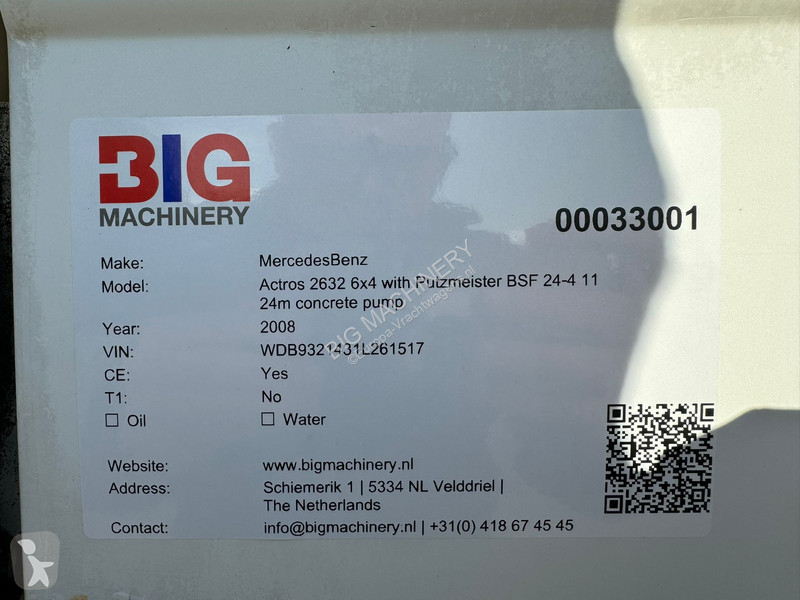 Camion Mercedes 2632 6x4 with Putzmeister BSF...