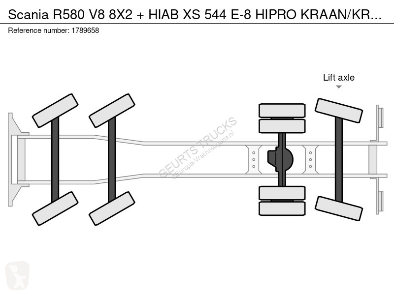 Kamion Scania R580 V8 8X2 + HIAB XS 544 E-8...