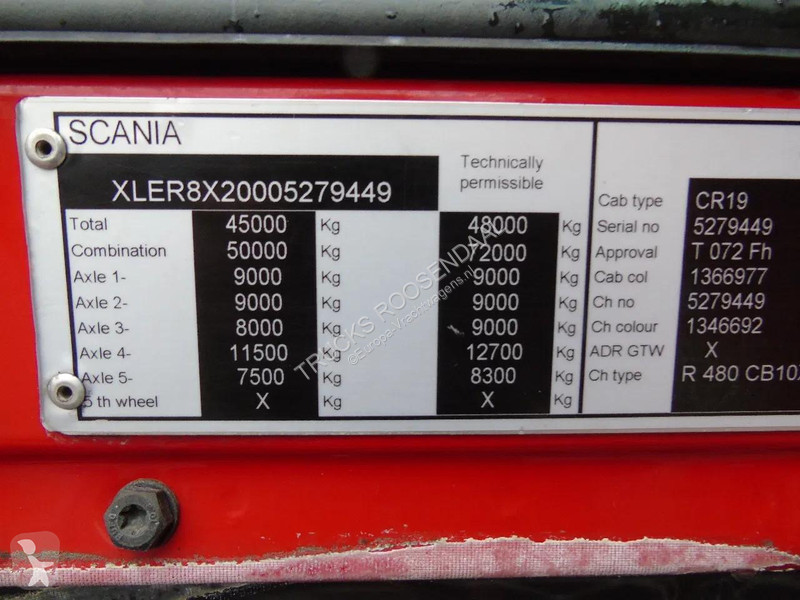 شاحنة Scania R480 +10X2  + VBG CABE 30TON