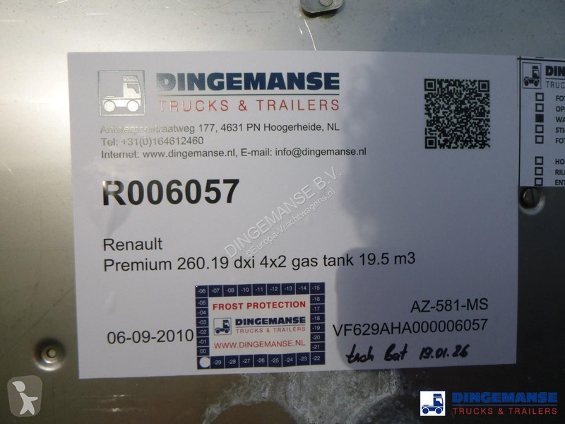 شاحنة Renault 260.19 dxi 4x2 gas tank 19.5 m3