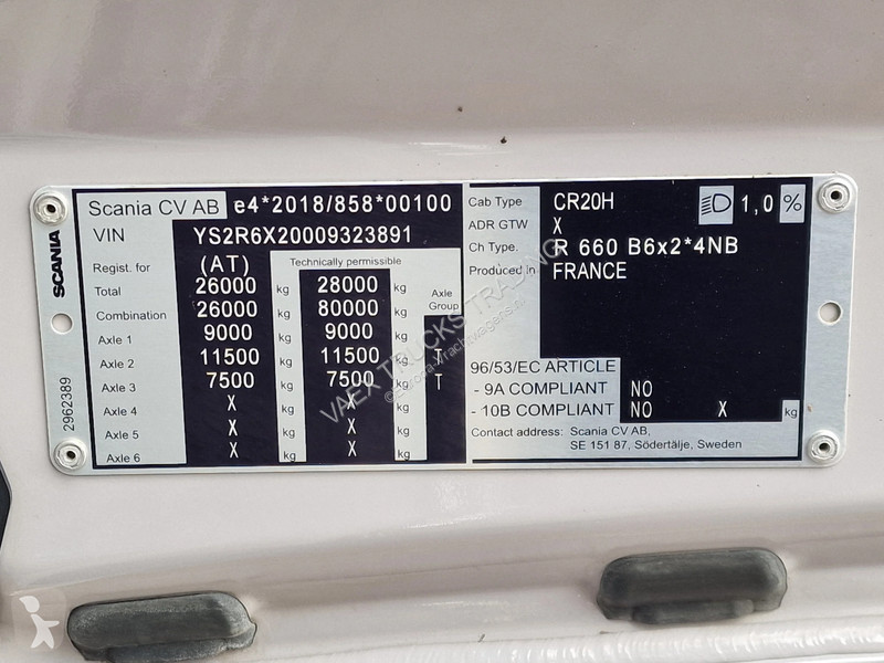 شاحنة Scania R660 V8 NS retarder - full air -...