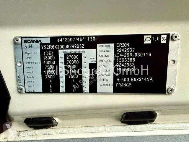 Kamion Scania R500 6x2/Retarder/Eu6d/Edscha/BW