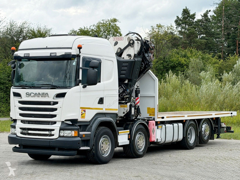 شاحنة Scania R 580 * PATFORM 8,40m * FASSI F660...
