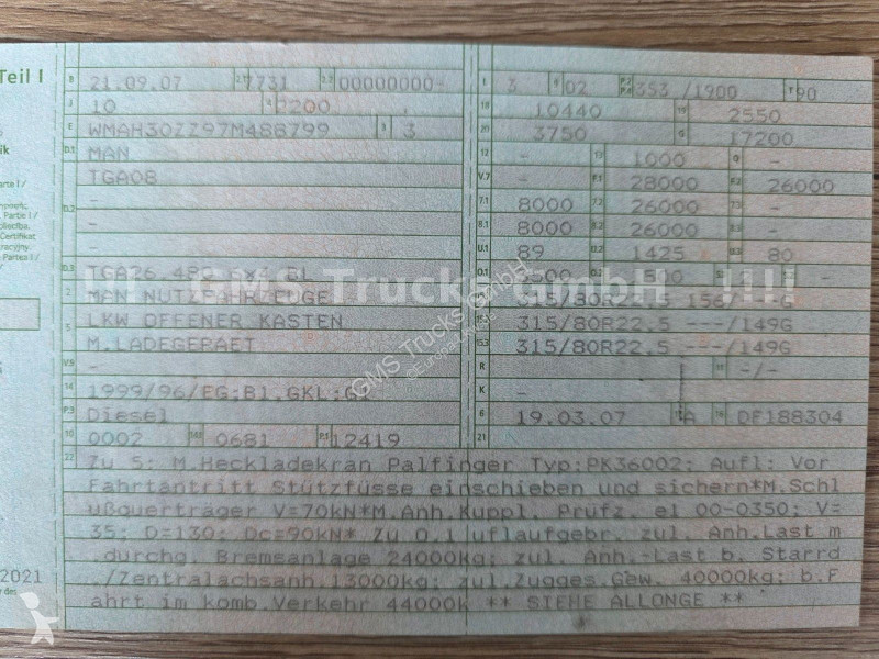 Kran MAN TGA 26.480 / 6X4 / Palfinger Kran PK...