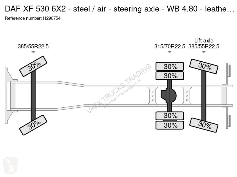 شاحنة DAF 530 6X2 - steel / air - steering axle...