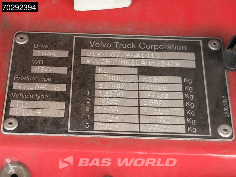 Kamion Volvo FH  10X4 40m3 Aluminium Pusher...