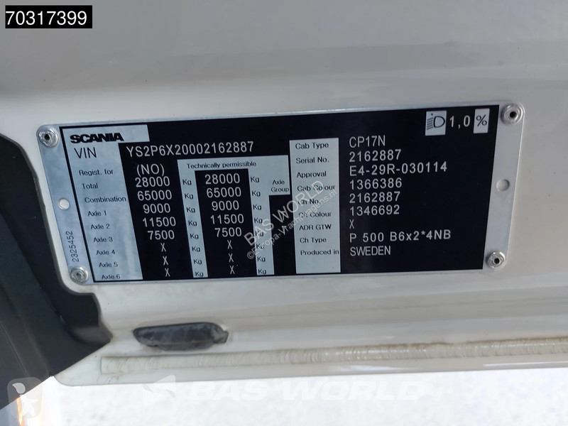 شاحنة Scania P500 P 6X2 BDF 2500kg adebordwand...