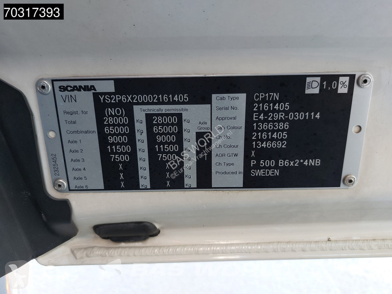 شاحنة Scania P500 P 6X2 2500kg adebordwand BDF...
