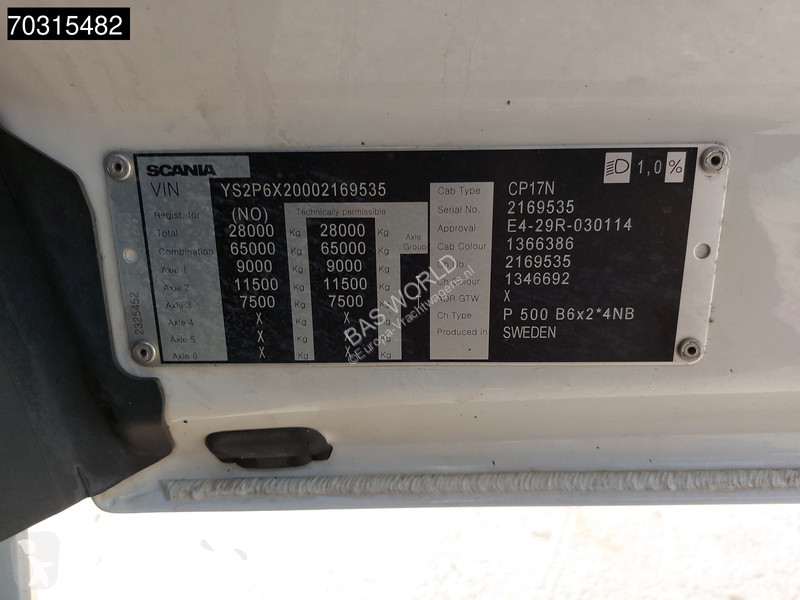 شاحنة Scania P500 P 6X2 Full Air Zepro 2500kg...