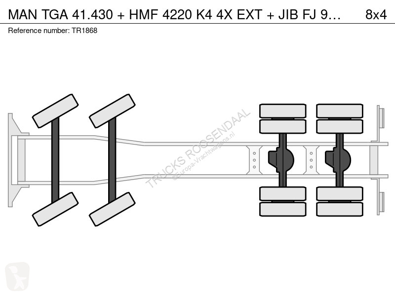 شاحنة MAN 41.430 + HMF 4220 K4   4X EXT + JIB...