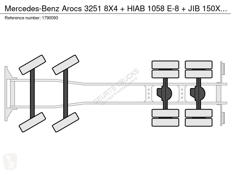 Camion Mercedes 3251 8X4 + HIAB 1058 E-8 + JIB...