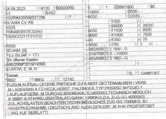 Lastbil Scania R500 XT Palfinger Kran PK53002 +...