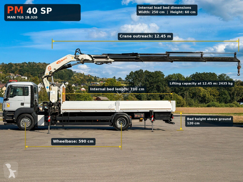 Camion MAN TGS * PRITSCHE 7,10 m * PM 40 KRAN/...