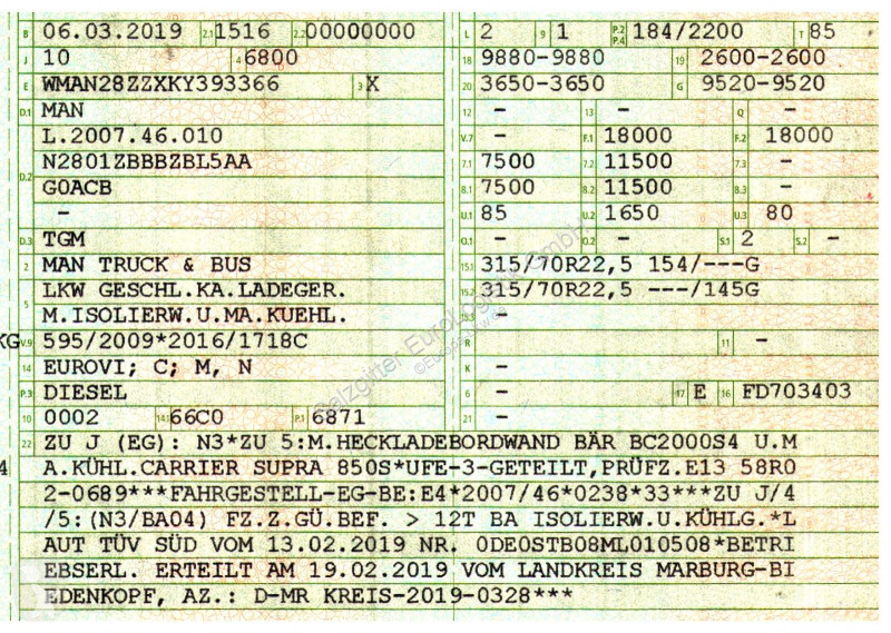 شاحنة MAN 18.250 4X2 LL / Ldbw/Rückfahrkamera...