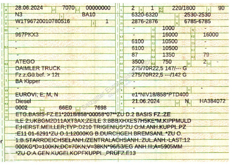 شاحنة Mercedes 1530 / Dreiseitenkipper / 6E